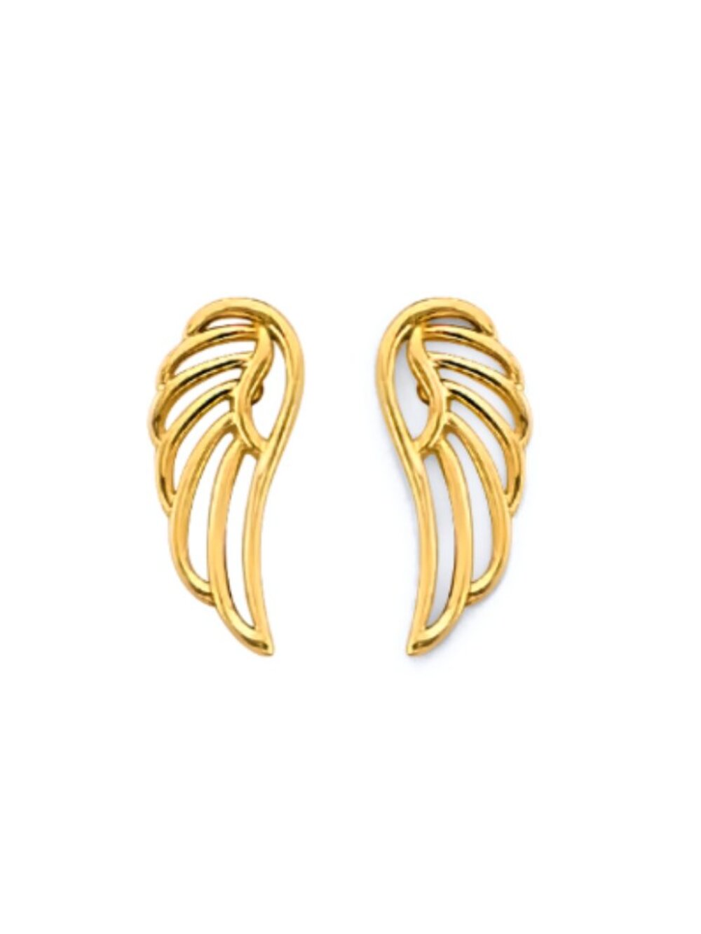 14KT Gold Angel Wing Push Back Stud Earrings